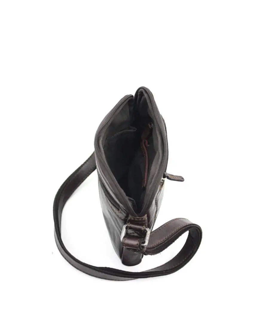 Bandolera Stamp Piel Tichi Marrón