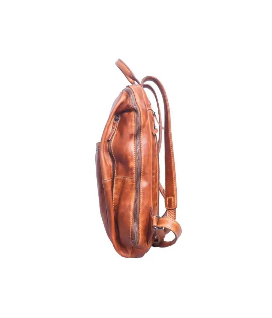 Mochila Stamp XL de piel lavada Tichi Cuero