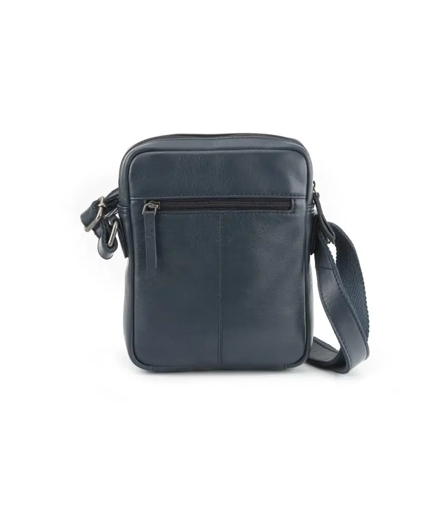 Bandolera Privata de piel vacuno Leda 21 cm Azul