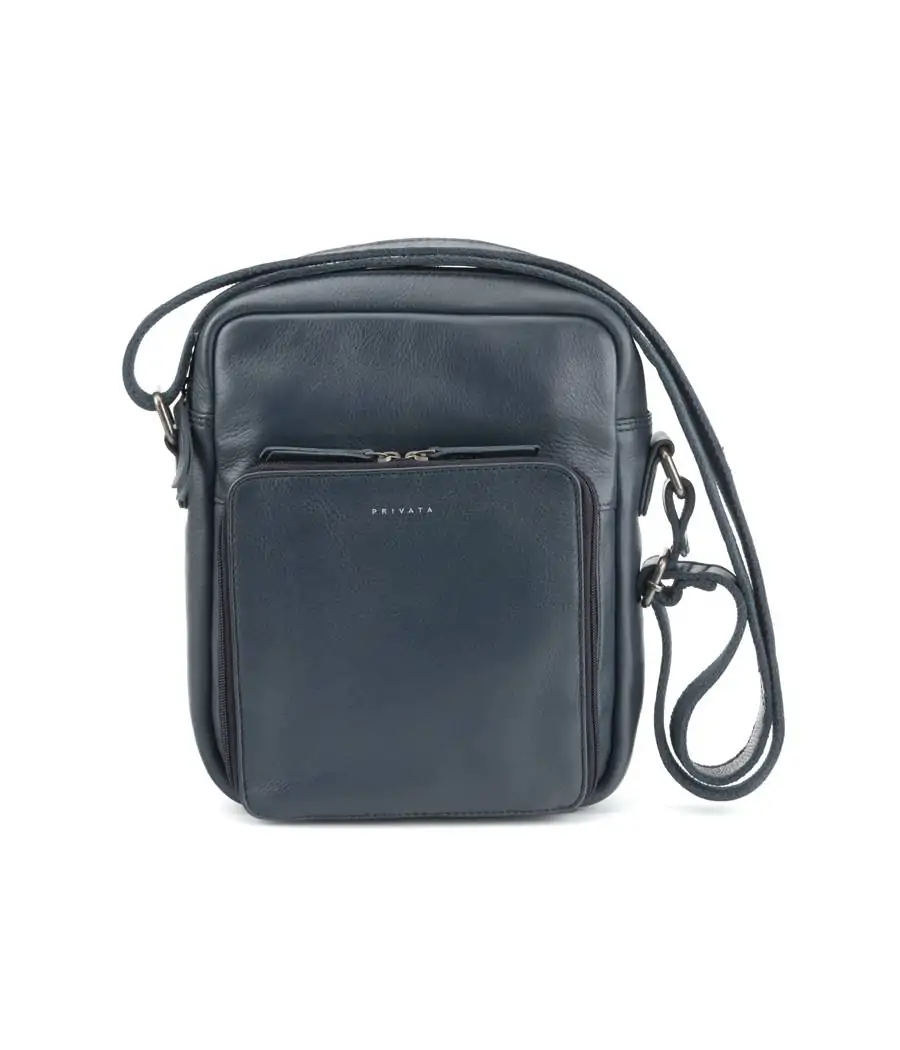 Bandolera Privata de piel vacuno Leda 26 cm Azul