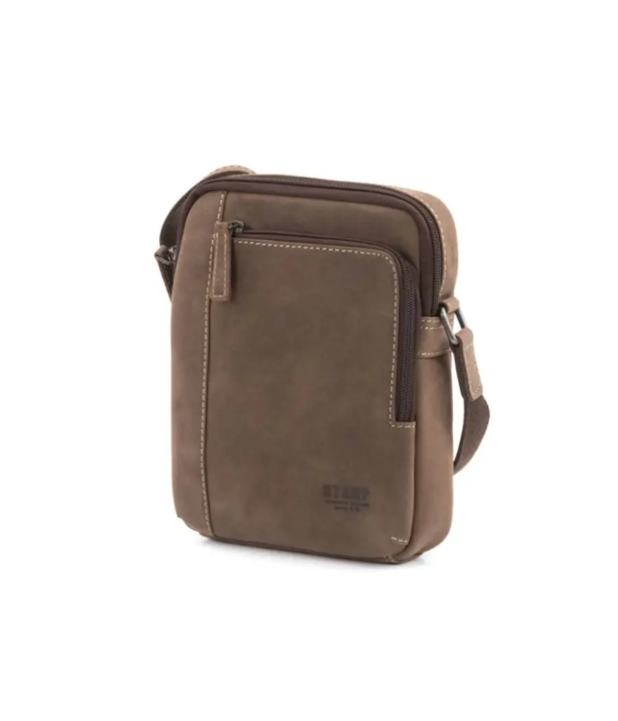 Bandolera Stamp compacta de piel Hunter Hunor Marrón